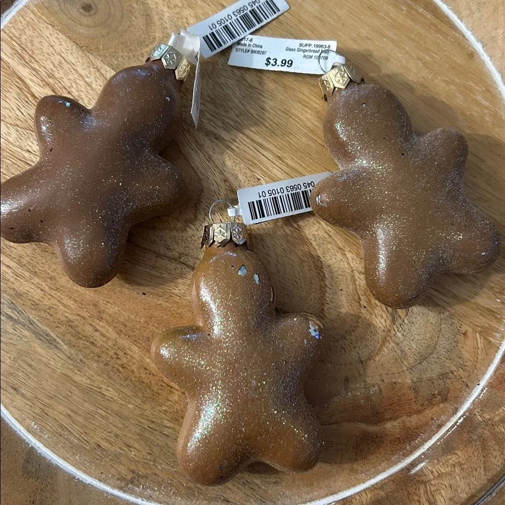 Gingerbread Man Christmas tree Ornaments x3 new with tiny flaws